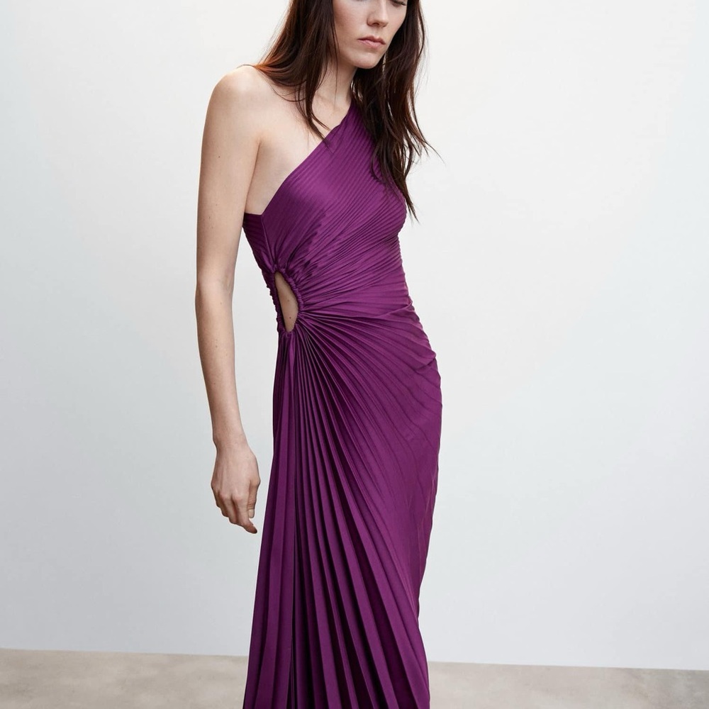 Mango Purple One-Shoulder Dress